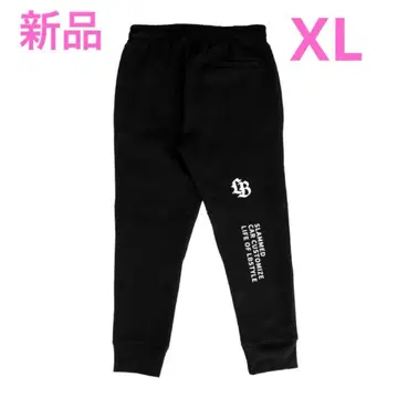 LIBERTY WALK 하의 스웨트 팬츠 블랙 프린트 로고