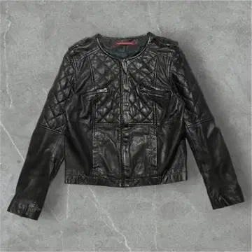 새상품급 콩트와르 데코토니에 라이더 자켓 퀼팅 블랙 천연 가죽