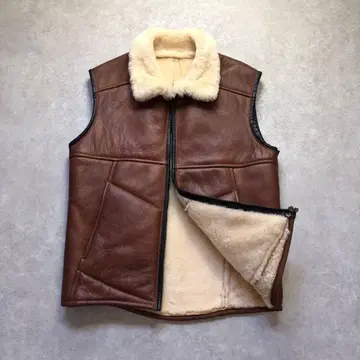 레어 뉴질랜드제 최고급 무스탕 사용 양가죽 가죽 베스트 B-3 타입
