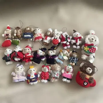 곰 봉제 인형 스트랩 세트 (약 22개)