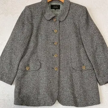 레리안 13+ 꽃 골드 버튼 트위드 자켓