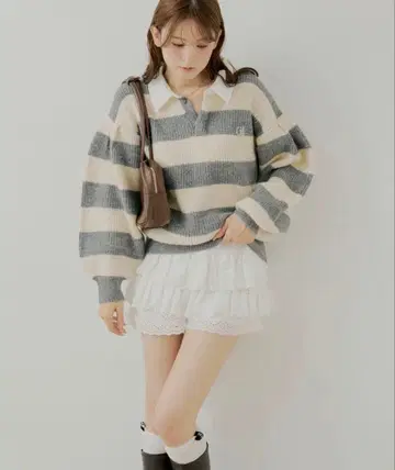 Chico 코튼 레이스 티어드 숏팬츠