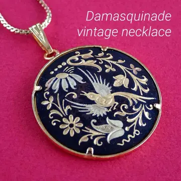 다마스키나도 목걸이 펜던트 스페인산 상감 세공 빈티지