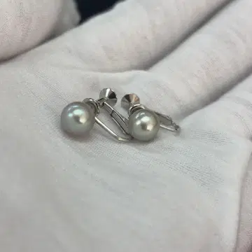 우에무라 펄 실버 925 싱글 볼 귀찌 미사용 박스 포함