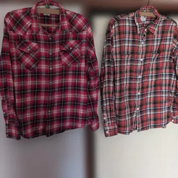 BACK NUMBER 레드 계열 체크 플란넬 셔츠 L, M 사이즈