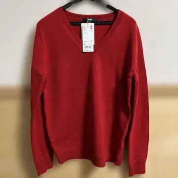 UNIQLO 캐시미어 V넥 스웨터 M 레드