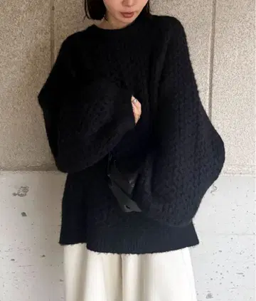 SELECTMOCA by son 오버 사이즈 허니콤 니트 블랙