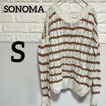 SONOMA [ S ] 시스루 니트 보더 스웨터 아이보리 x 브라운