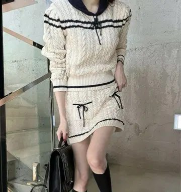 새상품 니트 스커트 셋업 골프웨어로도