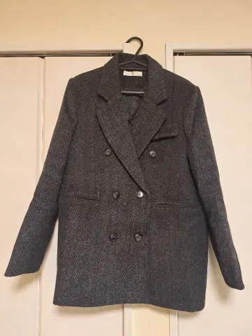 한국 스타일 빈티지 그레이 블레이저 피 코트 자켓