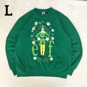 트레이닝복 맨투맨 Elf 캐릭터 프린트 그린 L 속기모 일루미네이션