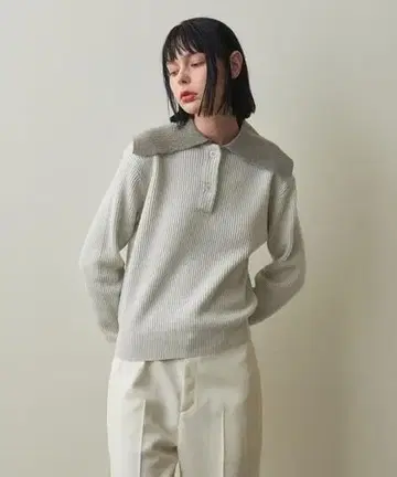 Steven Alan 울 나일론 2버튼 니트 그레이