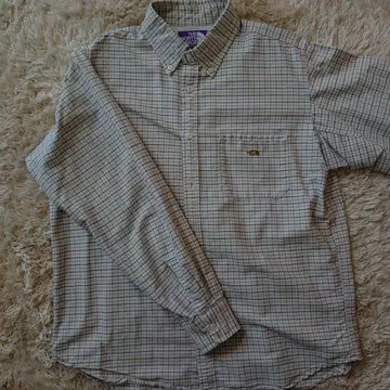 THE NORTH FACE 퍼플 라벨 체크 무늬 긴팔 셔츠 L