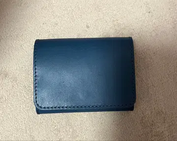 미사용 도치기 가죽 접이식 지갑 네이비