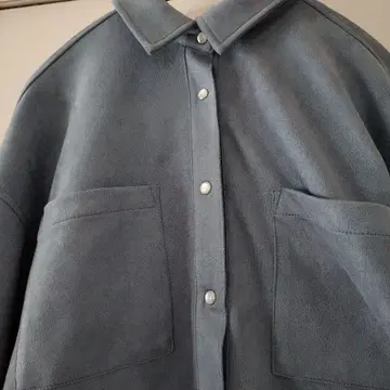 오버 사이즈 스웨이드풍 셔츠 블루 그레이