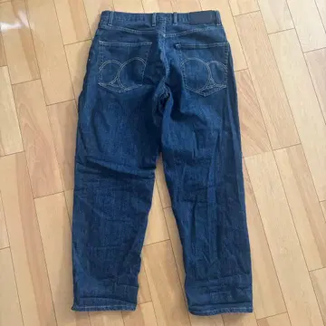 applebum 다크 블루 와이드 스트레이트 데님