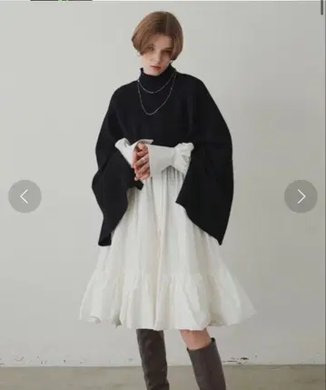 2WAY 소매 슬릿 터틀 니트 / 라벨 에튀드