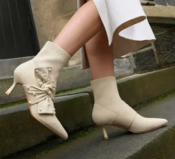 VIVAIA 스틸레토 발수 가공 앵클 힐 부츠