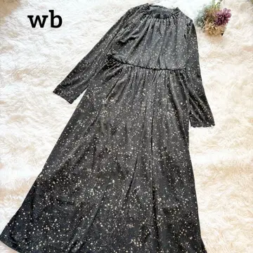 wb 모가 올 패턴 개더 하이넥 롱 원피스 맥시 길이 스트레치 별 패턴