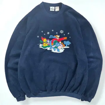 초레어 디즈니 자수 푸우 플리스 맨투맨 XL 빅 루즈 구제 의류