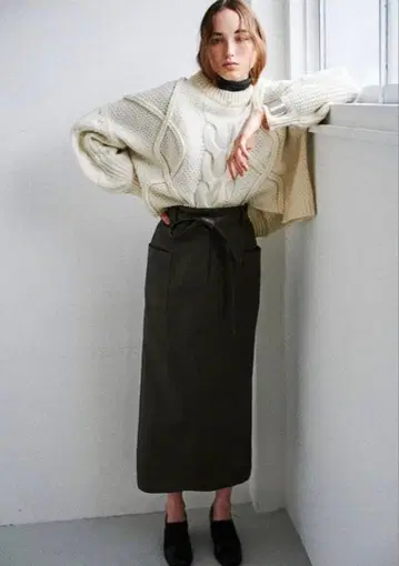 clane 3D 케이블 니트 그레이