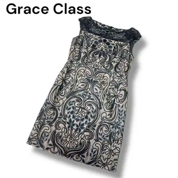 그레이스 클래스 코드 자수 슬리브리스 튤 원피스 36 포멀