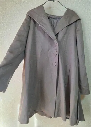 (택 포함 새상품) 후드 부착 울 롱 코트 (3L)