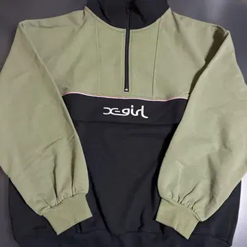 Xgirl 로고 자수 하프 지퍼 트레이닝복