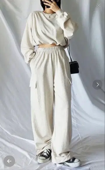 맨투맨 셋업 숏 기장 & 와이드 팬츠