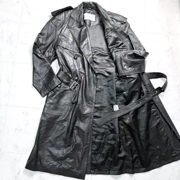 스페인산 롱 기장 천연 가죽 트렌치코트 롱 코트 더블 블랙