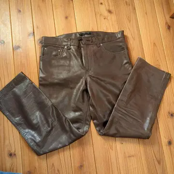 브라운 가죽 팬츠 34인치 소가죽