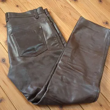 브라운 가죽 팬츠 34인치 소가죽