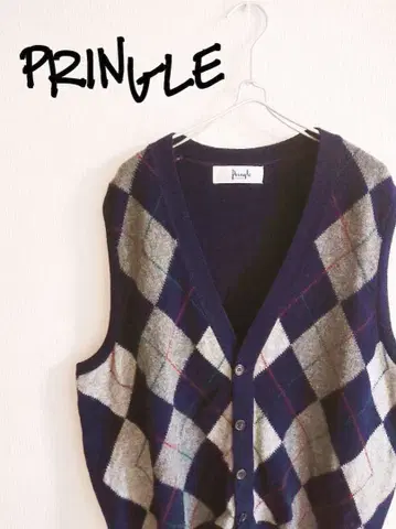 D221135 70s-80s PRINGLE 아가일 무늬 니트 베스트