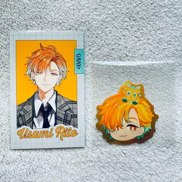 우사미 리토 니지산지 GRAY x ACCENT 폴라로이드풍 카드 스티커