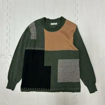 패치워크 긴팔 니트