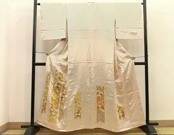 일품 럭셔리 이로도메소데 부품 자수 송죽매화문 금채 순수 실크