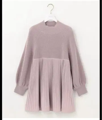 [ 세탁 가능 ] 하이넥 플리츠 콤비 니트 ANY SIS 페플럼 니트