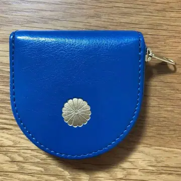 황궁 지갑 말발굽형 코인 케이스 동전 지갑 국화 문양 파랑 블루