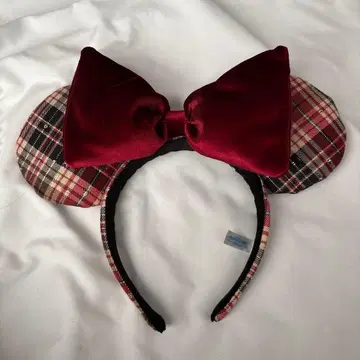 미니 마우스 체크 무늬 머리띠