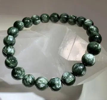고품질 세라피나이트 팔찌 치유 파워 다크 그린