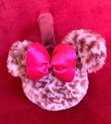 디즈니 미니 귀도리 핑크 레오파드 무늬 귀마개