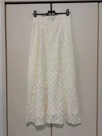 아이보리 레이스 풀렝스 스커트