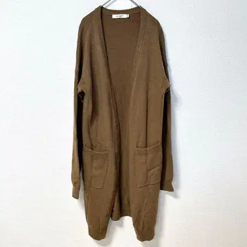 [새상품급] 울 혼방 롱 가디건 프리 사이즈 카멜 마우지