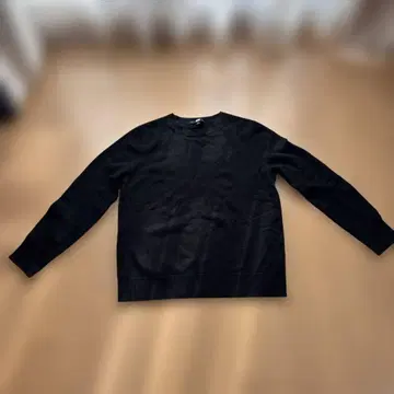 UNIQLO 블랙 캐시미어 100% 크루넥 스웨터 XL