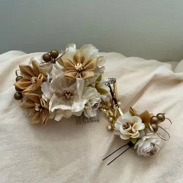 일본 의류 머리 장식 화이트 골드