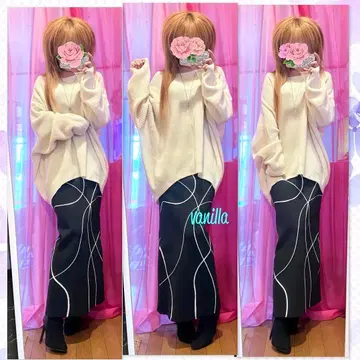 여유로운 돌먼 니트 기하학 패턴 니트 스커트 깔끔한 캐주얼 코디 세트