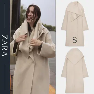 ZARA ZW 컬렉션 울 혼방 스카프 코트 S 새상품