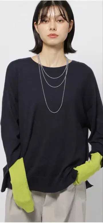 niko and. 캐시미어 혼방 배색 니트 풀오버