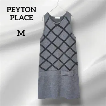 페이턴 플레이스 슬리브리스 원피스 그레이 다이아몬드 패턴 M