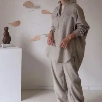 argue 야크 베이지 오버 사이즈 셔츠 & 팬츠 셋업